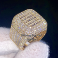 New Arrivals S925 Sterling Silver Rose Gold Fashion Style Hip Hop Custom Logo Ring Hand Set Vvs Moissanite Diamond Iced Out Ring