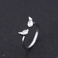 Women's Simple Design Silver Open Adjustable Angel Lucky Rings Cute Rhodium Plated Jewelry for Wedding Engagement or Gift