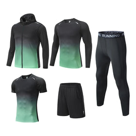 Men 5 Piece Tracksuit Custom Workout Clothing Gym Fitness Set Reflective Printing Tie Dye Men Joggers Suit