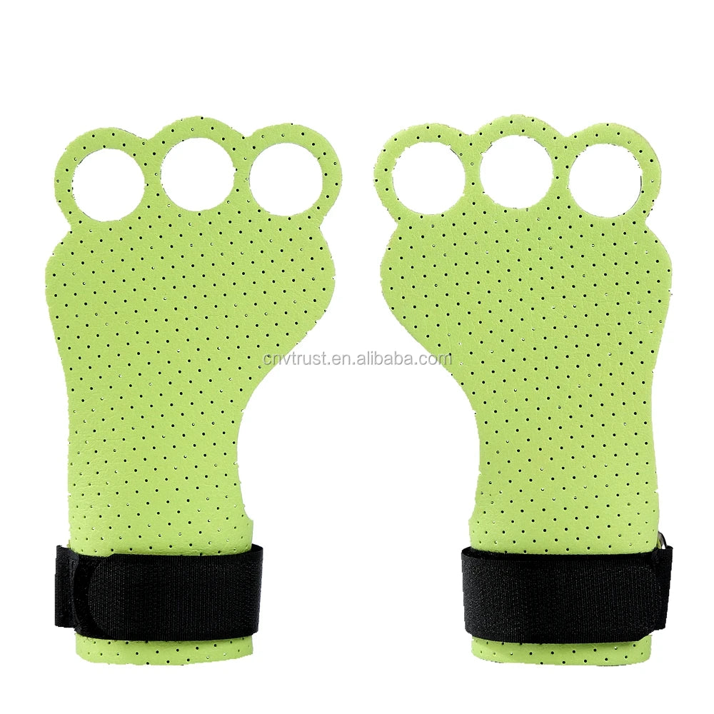 Crazy Foxs 3-Hole Gymnastic Grips for Pull UpBodybuilding Palm ProtectionWeight LiftingKettlebellCross Training Fitness