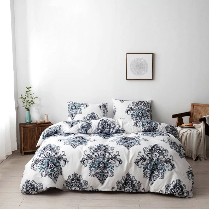 Low MOQ Popular Microfiber Woven Home 3 Pcs US Size Twin Full Queen King Brushed Printing Duvet Cover Set
