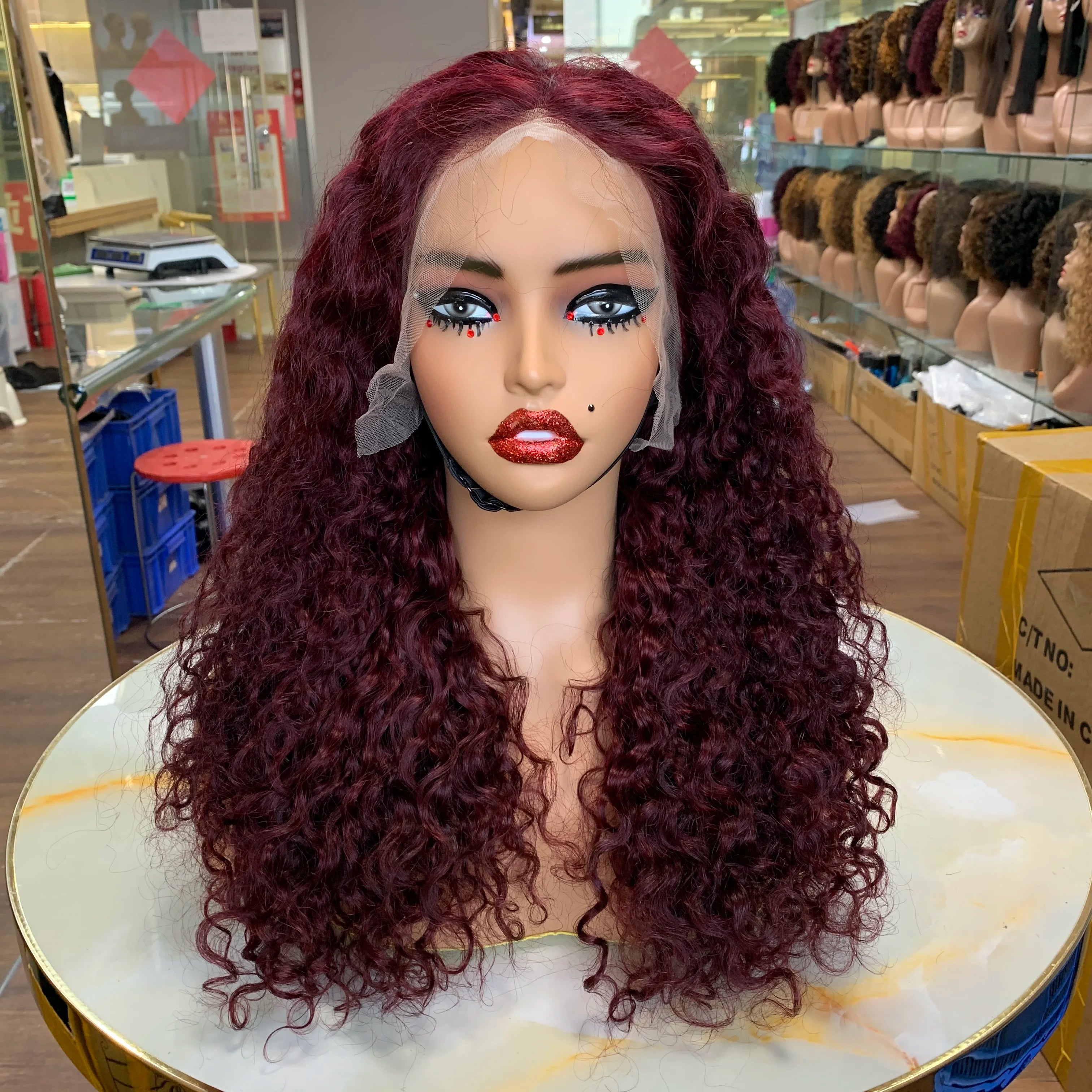 Raw Cambodian Hair VendorsSuper Double Drawn Human Hair Luxury Curl 13*4 Big Frontal Lace Wigs