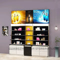 New Style Cosmetic Shop Design Black Custom logo Store Make up Products Display Shelves with Cabinet Stand