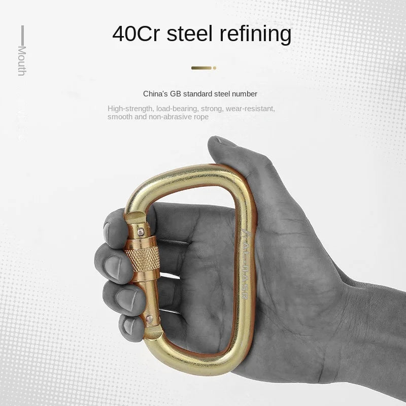 Alnas High Bearing Industrial Main Lock CR Steel 4500kg Capacity Rock Climbing Tool with High Pull Screw Buckle