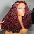 7*7 Human Hair Wigs  250% Burgundy 13*4 Lace Frontal Wig Curly Heavy Density 13*6 HD Transparent Jerry Curly Lace Frontal Wig