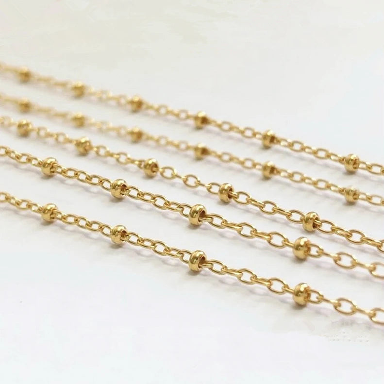 Premium Jewelry Chain 1.35mm Round Cable Chain With Ball 14K Gold Filled Bulk Chain for Jewelry Making Findings