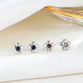 Minimalist 925 Sterling Silver Flower Stud Earrings Simple Fashion Diamond Flower Earrings with Rhodium Plating Allergy Proof