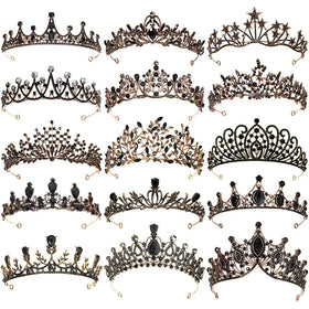 Black Elegant Manual Princess Rhinestone Crystal Beauty Custom Handmade Pageant Queen Miss World Crown and Tiara
