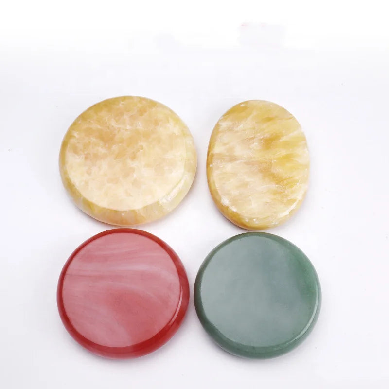 Custom Jade Stone Dark Green Face Body Tuina Massage Hot Compress Reusable White Volcanic Stones Sap Oval Shape White Hot Stone