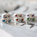 Charming Fashion Owl Ring Design Multicolor Eyes Silver Color Men Women Engagement Wedding Rings Jewelry Gift Resizable