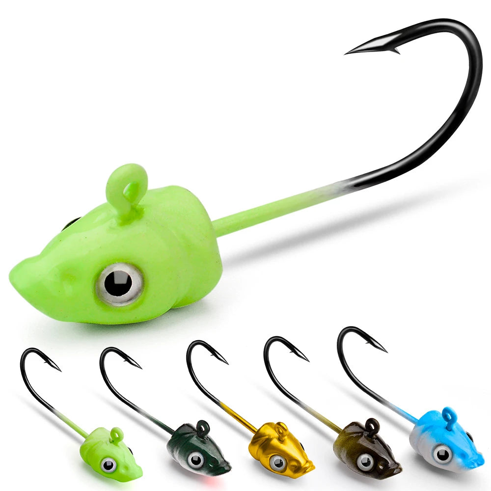 SNEDA Factory Price Jig Head Fishing Hook High Carbon Steel Sharpener Fishhook Single Circle Offset Hooks 5Colors3.5g 5g7g