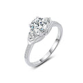 YBO Custom 925 Sterling Silver Brilliant Three-Stone Moissanite Rings CZ PavÃ© Setting Ring for Women Wedding Engagement Party