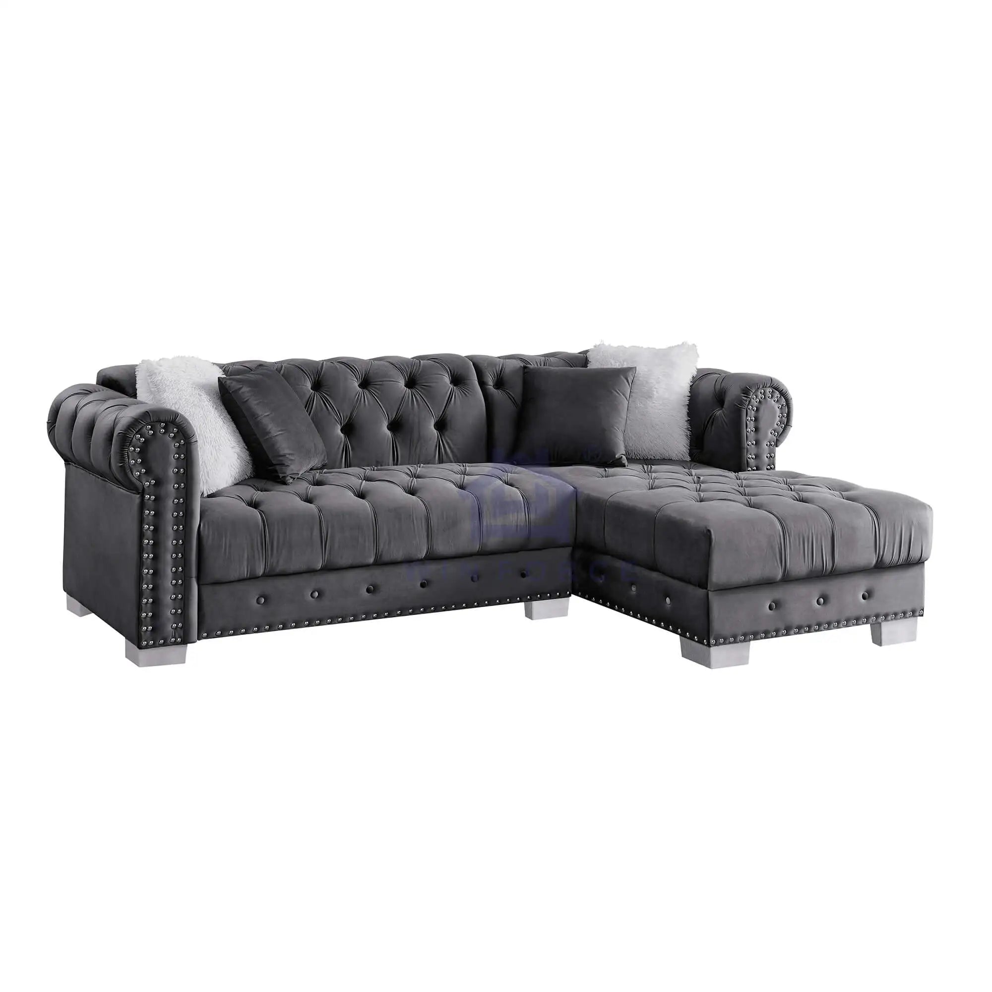New Modular Chesterfield Sectional Sofa With Button Tufted Convertible Couch Velvet Surface Luxury Living Room Furniture Set