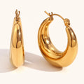 Ding Ran Minimalist Hollow Out Hoop Earrings 18K Gold Plated Stainless Steel Luxury Earrings for Women