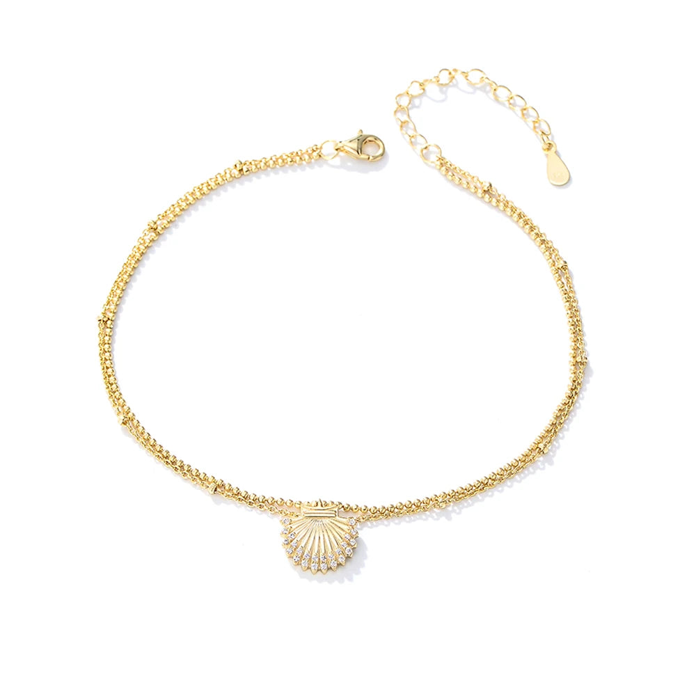 Top New Modern Design Popular Style Beautiful Craft Personalized 925 Silver Ocean Shell Anklet