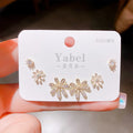 Korean S925 Silver Needle Earring Set 3pairs /set Rhinestone Stud Earrings Micro-inlaid Flower Personality Stud Earrings