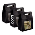 Black Cardboard Perforated Transparent Window Design Candy Cookies Pastry Children Gift Toy Packaging Display Goodie Bag
