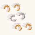 Dingran Gold Ear Cuff Earring Pearl J Shape Clip on Earrings Gold Plated Stainless Steel Jewelry Earrings