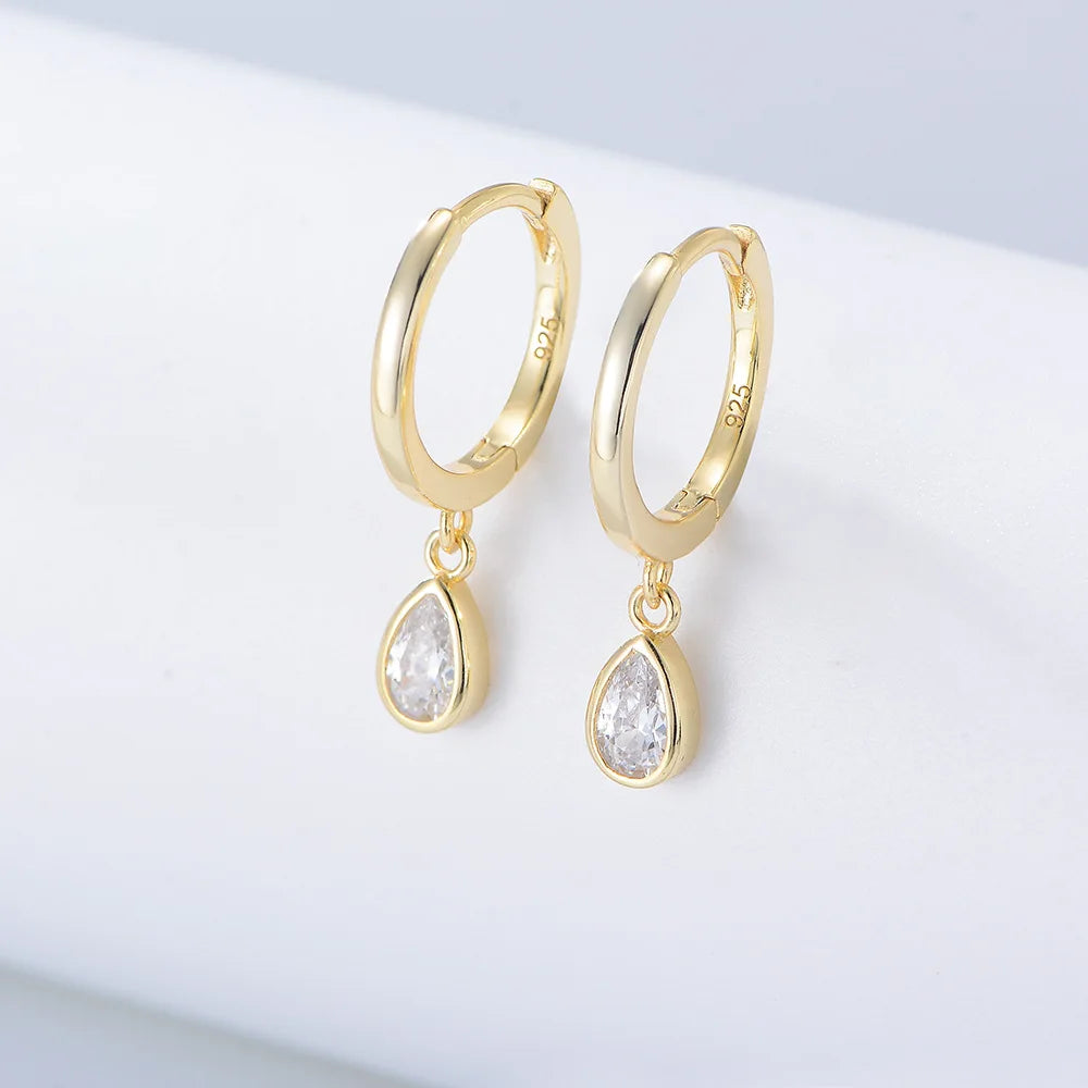 Fine Jewelry Earrings Luxury Water Drop CZ Diamond Earrings 925 Sterling Silver Vermeil Gemstone Drop Earrings for Women Gift