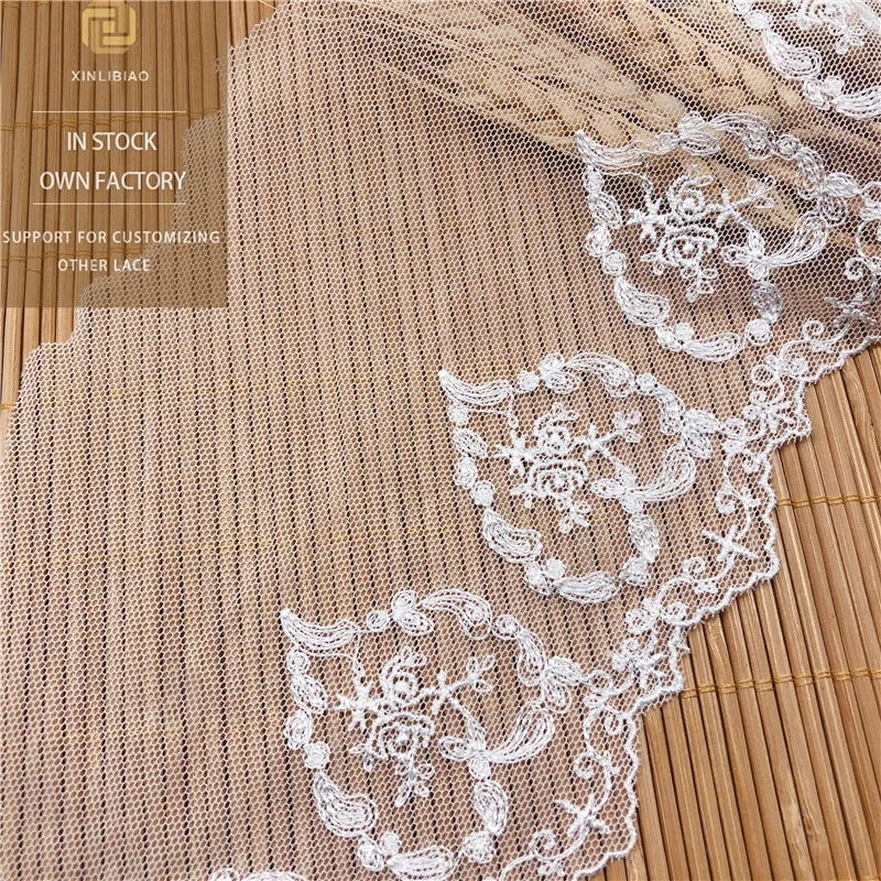 White Embroidery Lace Fabric Water Soluble Elegant Lace Mesh for Garment Accessories 12.1CM Lace for Elegant Decoration MegaBDM