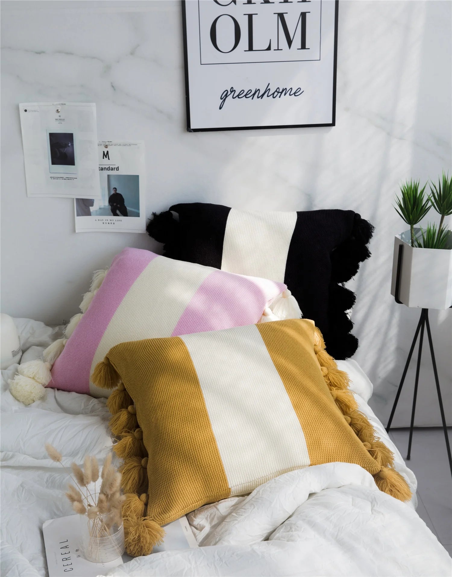 Nk Soft and Warm 100% Cotton Chunky Knitted Throw Pillow Case for Sleeping Sofa and Home Bedding Travelling