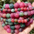 AsVrai U Natural Stone Beads Matte Tourmaline Dragon Veins Agate Round Spacer Bead for Jewelry Making DIY Handmade Bracelet