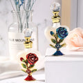 Luxury Colorful Rose Pattern Custom Empty 10ml Zinc Alloy Glass Metal Perfume Bottle