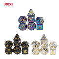 For Udixi Customizable Logo RPG Dungeons and Dragons Dice Game Set Polyhedral Metal Rivet Series with Metal Box Packing