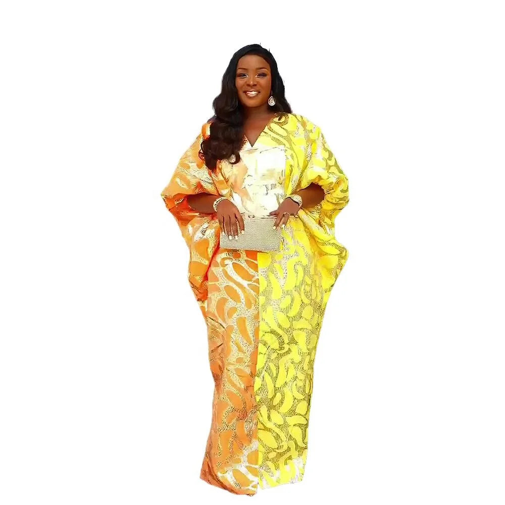 Popular Design African Kitenge Dress Designs Jacquard African Plus Size Dress Free New Fashion Lady Dress