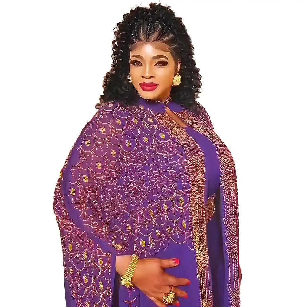 Brand New Trending Products 2024 New Arrivals Rhinestone Africa Dresses Two-piece Dress African Clothing
