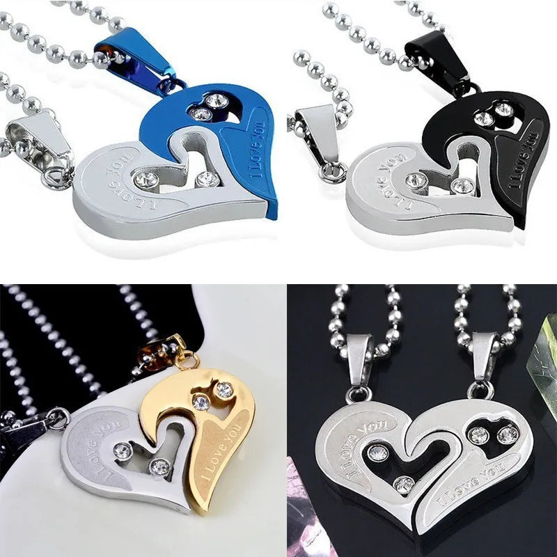 New Valentine's Day Love Couple Necklace Small and Versatile Heart Diamonds Pendant Necklaces Wholesale Price