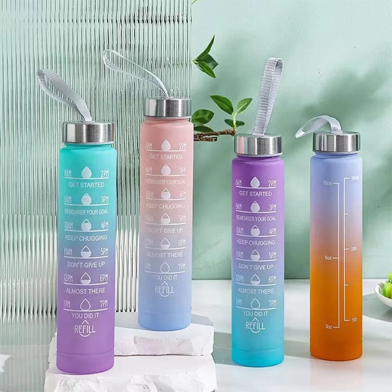 Wholesale 300ml Plastic Drinking Bottle Fitness Gym Sports Motivational Water Bottle with Time Marker