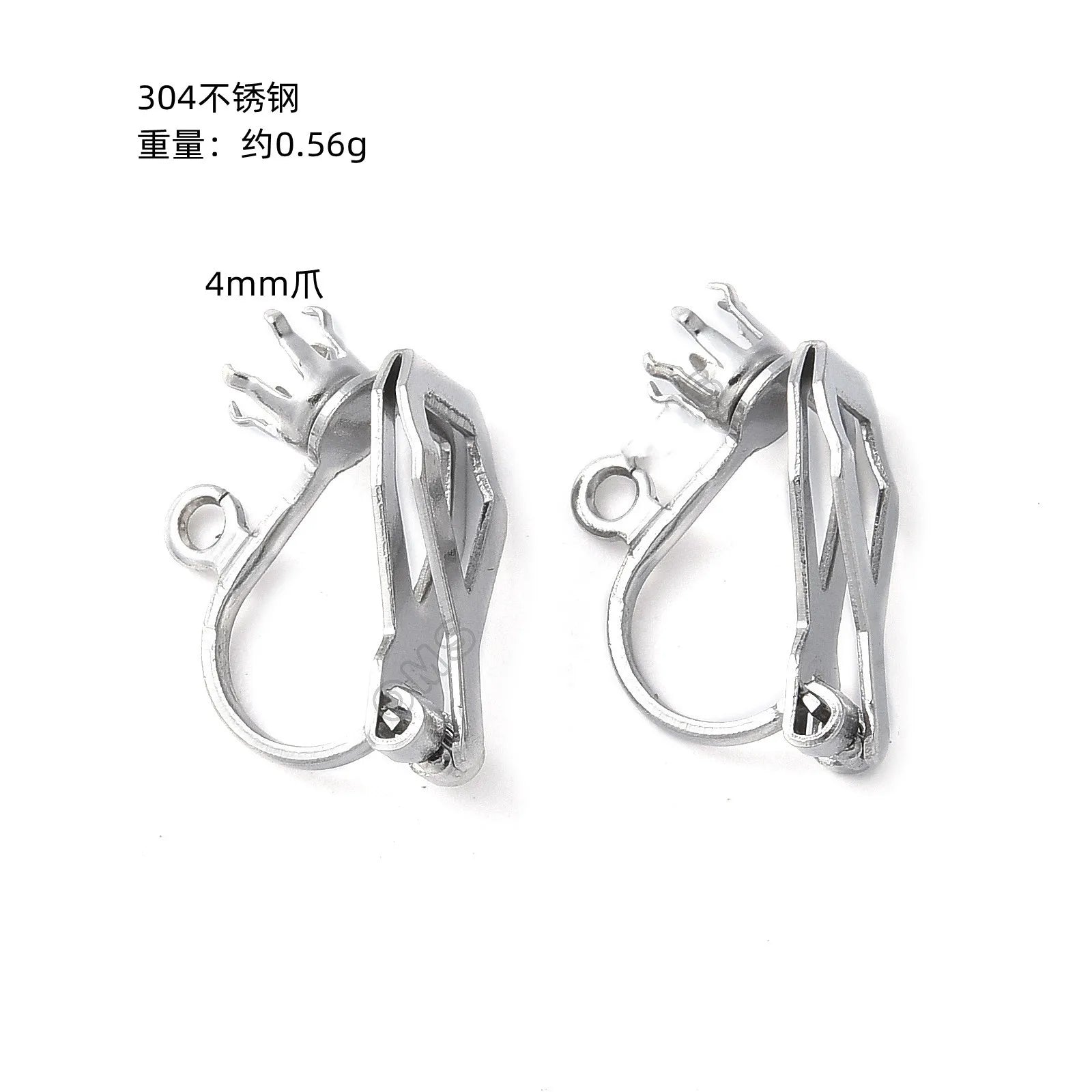 Japan & Korea 316 Stainless Steel Triangle Earring Finding Pain Relief Non-Pierced Clip-on with Claw Setting Jewelry Component