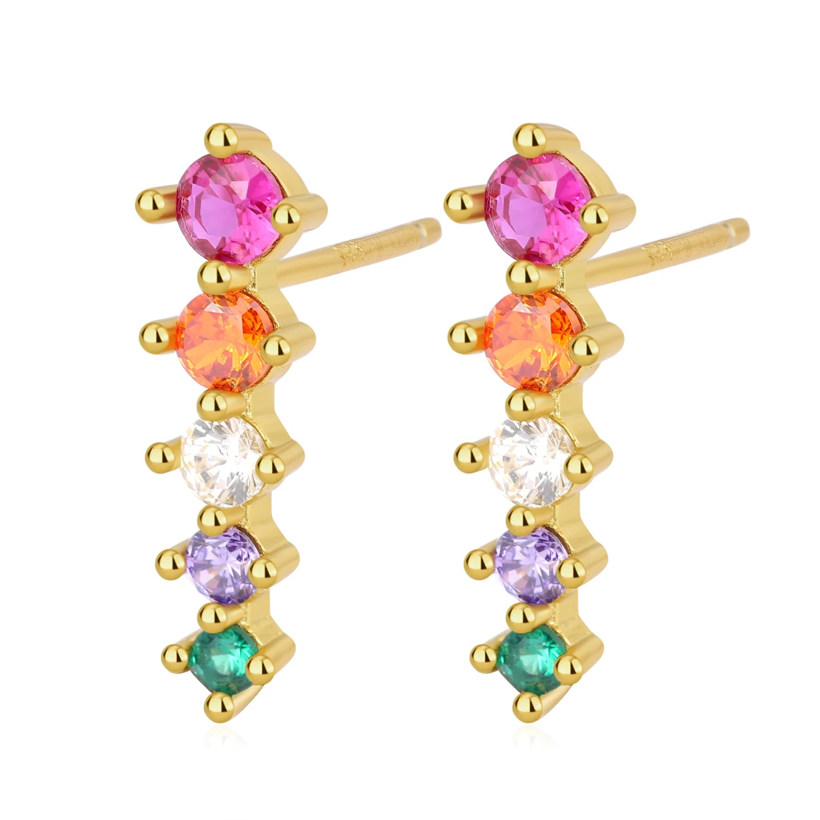 Best Selling High-end Design Exquisite Earrings Gold Plated S925 Sterling Silver Colored Zircon Stud Earrings