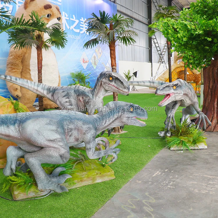 Jurassic Dino Park Vivid Realistic Life Size Animatronic Velociraptor Dinosaur for Sale