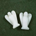Huiying Wholesale Semi Precious Stone Crafts Gemstones Carved Animals Natural Crystal 2 Inch White Jade Angel Crafts