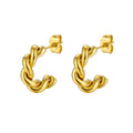Fashion Unique Hoop Earring Wholesale Custom Stainless Steel Jewelry 18K PVD Gold Plated Cute Rope Twist Stud Earrings