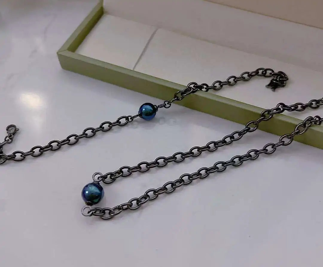 Black Series AAA Grade Freshwater Pearl Jewelry Set 10-11mm Pearls Black Rhodium Plated Trendy Unisex Necklace Bracelet Set for