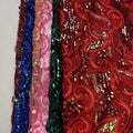 Heavy Weight 100% Polyester Tulle Sequin Lace Fabric Stretch African Saree-Worthy Woven Fabric with Sequins