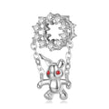 Cute Red Eyed Bunny Charm Pendant Real 925 Sterling Silver Rabbit Charm Bead Zircon Jewelry for Women Charm Bracelets Accessory