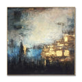 Abstract Oil Painting Art Golden Blue Night Sky Modern Abstract Paintings on Canvas Decor for Hotel Living Room Dinning Room