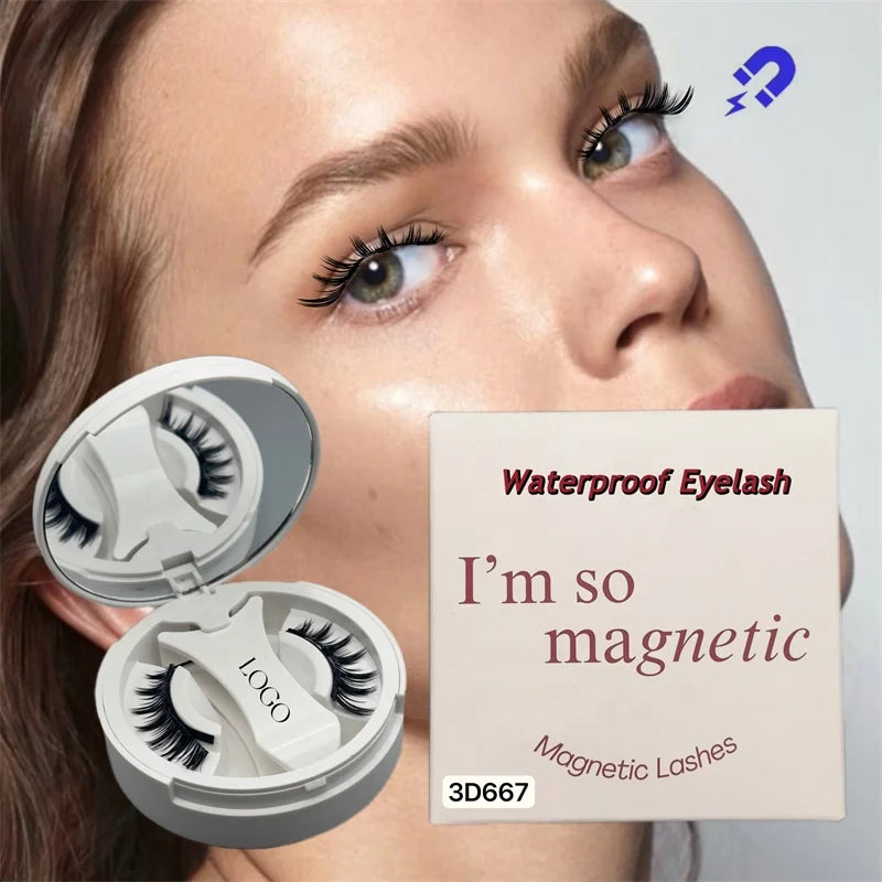 2025 New Arrival Customize Waterproof Eyelash Magnets Wholesale False Lashes Partner Set Glue Free Quantum Magnetic Eyelashes