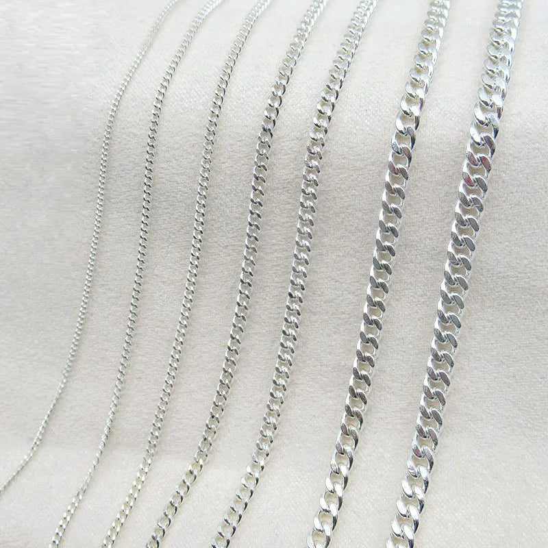 1mm-4mm Custom Length Cuban Chain 925 Sterling Silver Men Chain Gold Plate Cuban Chain Link Hip Hop Jewelry Accessories