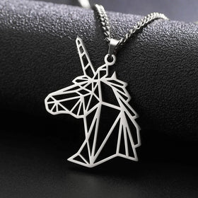 Punk Unicorn Pendant Necklace Hiphop Fashion Stainless Steel Neck Chain for Men Woman Birthday Valentine Gifts