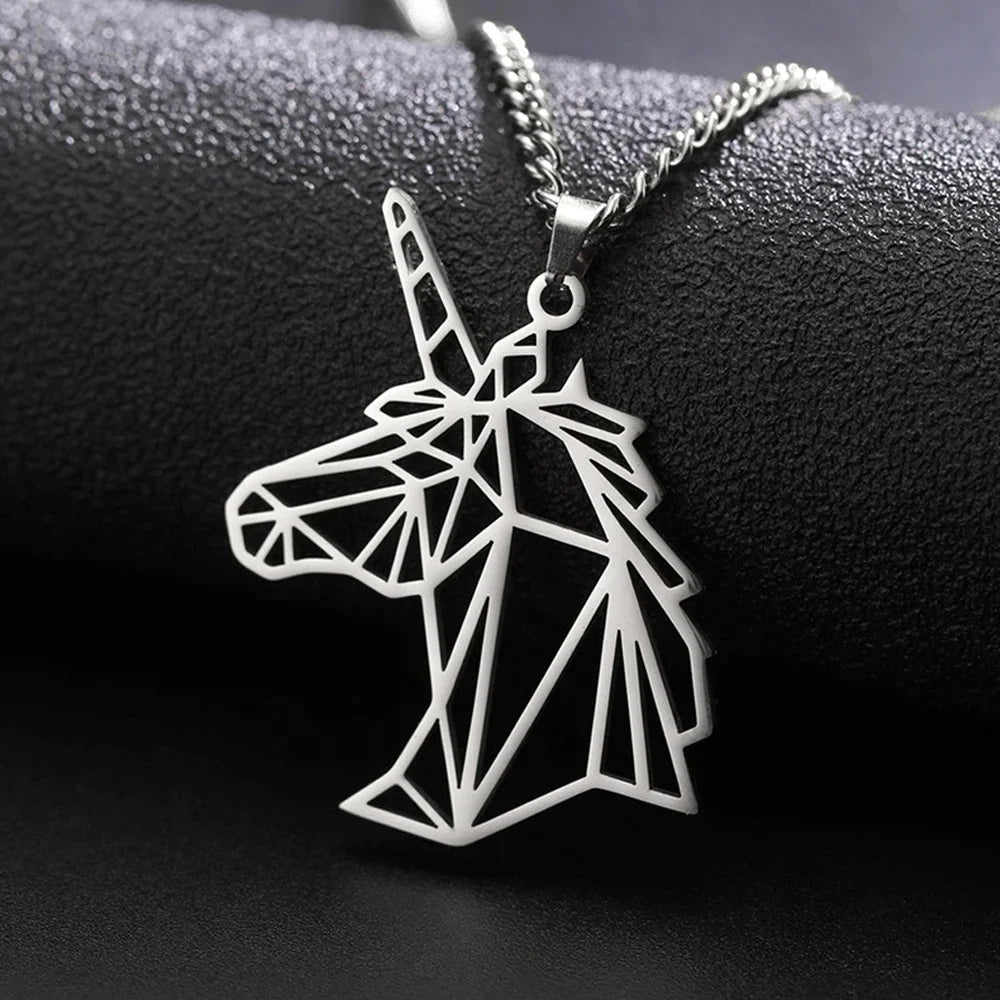 Punk Unicorn Pendant Necklace Hiphop Fashion Stainless Steel Neck Chain for Men Woman Birthday Valentine Gifts