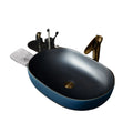 China Colourful Countertop Ceramic Oval Face Washing Basin for Bathroom & Kitchen