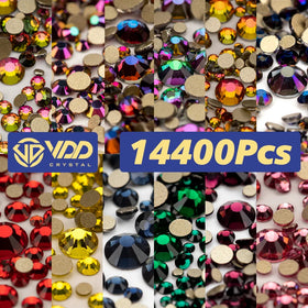 VDD 14400Pcs SS4-SS20 Mix Size Non-Hotfix Gold Flatback Crystal Rhinestones Decorations DIY Glitter Stones Nail Art Accessories