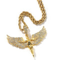 Super Shine Zircon Diamond Necklace for Men and Women Trendy Angle Wing Design with Rope Chain for Weddings and Gifts