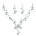 Flower Drop Diamond Palestine Custom Crystal Wedding Necklaces Earring Fashion Fine Jewelry Bridal Necklace Sets for Women