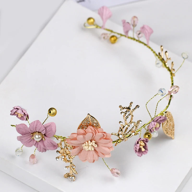 Hot Sale Wreath Tire Pink Hairband Wedding Dress Accessory
